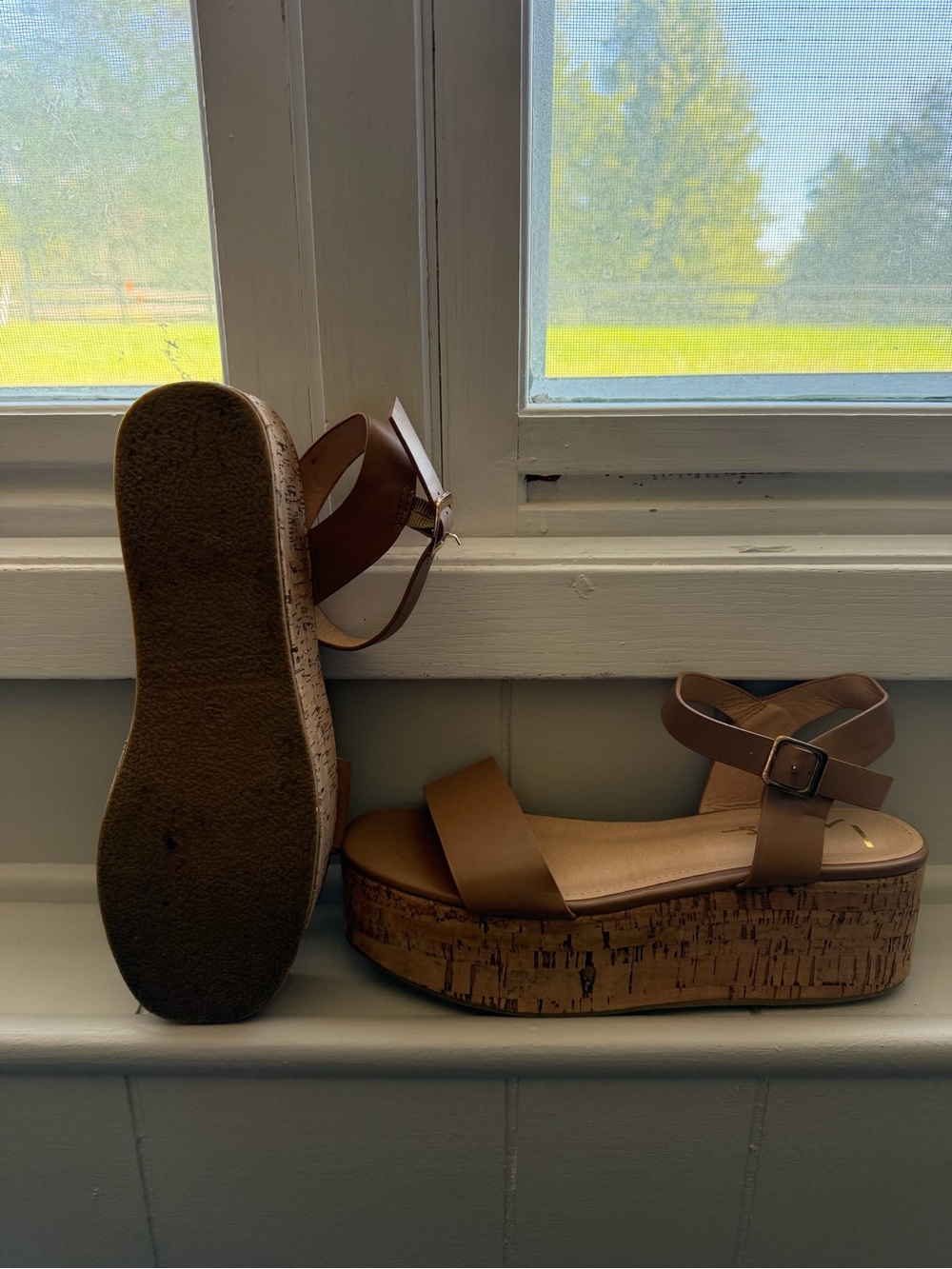 Lulu's Brown Cork Platform Ankle-Strap Sandals